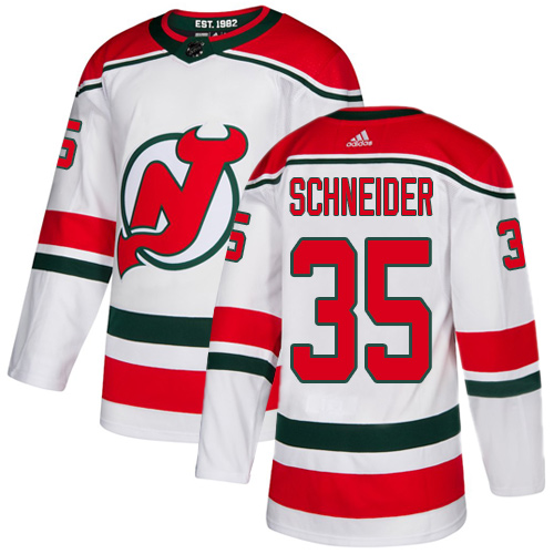 Personalized Devils #35 Cory Schneider White Alternate Authentic Stitched Hockey Jersey