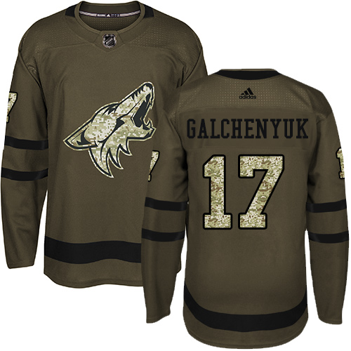 Personalized Coyotes #17 Alex Galchenyuk Green Salute to Service Stitched Hockey Jersey