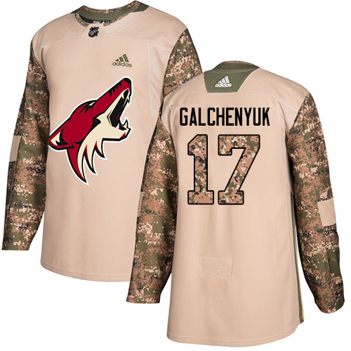Personalized Coyotes #17 Alex Galchenyuk Camo Authentic 2017 Veterans Day Stitched Hockey Jersey
