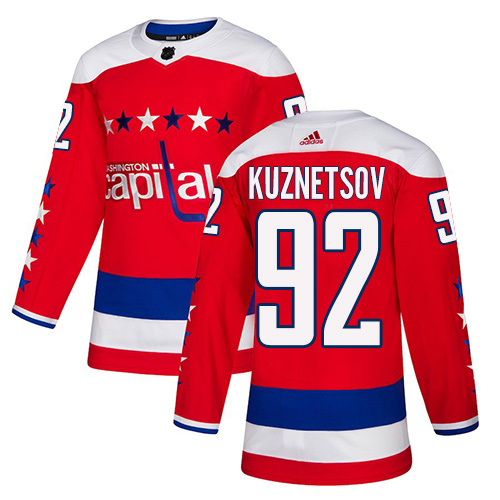 Personalized Capitals #92 Evgeny Kuznetsov Red Alternate Authentic Stitched Hockey Jersey