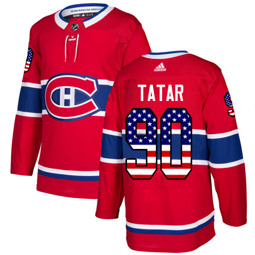Personalized Canadiens #90 Tomas Tatar Red Home Authentic USA Flag Stitched Hockey Jersey