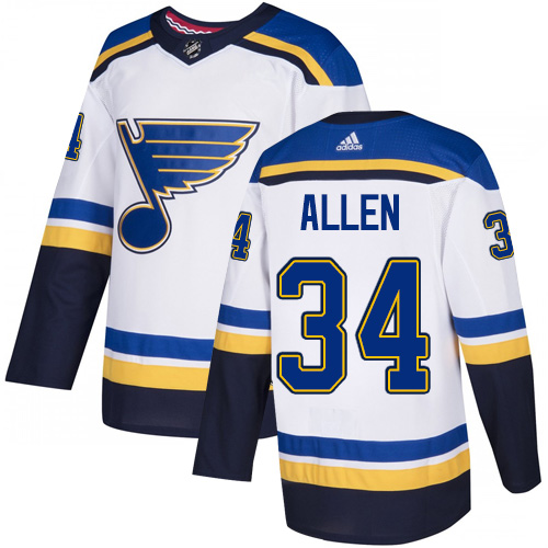Personalized Blues #34 Jake Allen White Road Authentic Stitched Hockey Jersey