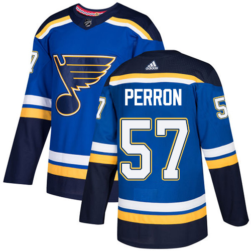 Personalized Blues #57 David Perron Blue Home Authentic Stitched Hockey Jersey