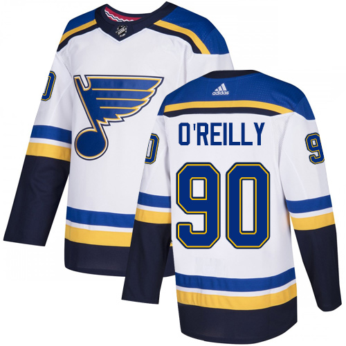 Personalized Blues #90 Ryan O’Reilly White Road Authentic Stitched Hockey Jersey
