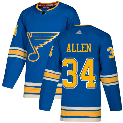 Personalized Blues #34 Jake Allen Blue Alternate Authentic Stitched Hockey Jersey