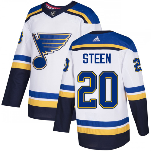 Personalized Blues #20 Alexander Steen White Road Authentic Stitched Hockey Jersey