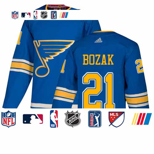 Personalized Blues #21 Tyler Bozak Blue Alternate Authentic Stitched Hockey Jersey