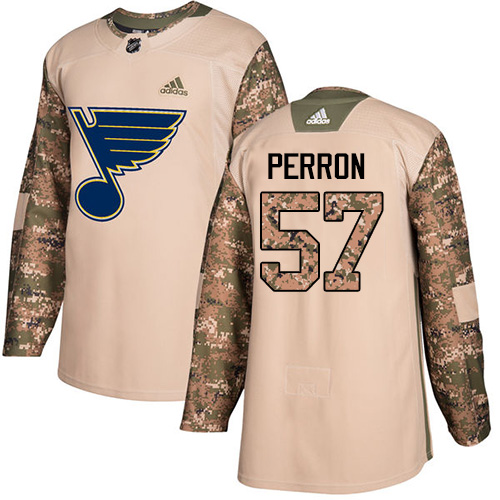 Personalized Blues #57 David Perron Camo Authentic 2017 Veterans Day Stitched Hockey Jersey