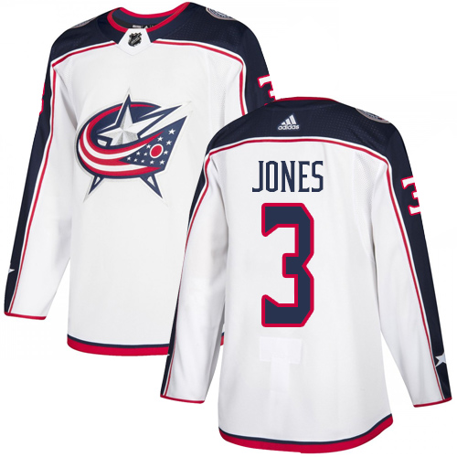 Personalized Blue Jackets #3 Seth Jones White Road Authentic Stitched Hockey Jersey