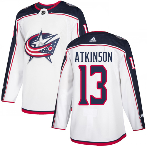 Personalized Blue Jackets #13 Cam Atkinson White Road Authentic Stitched Hockey Jersey