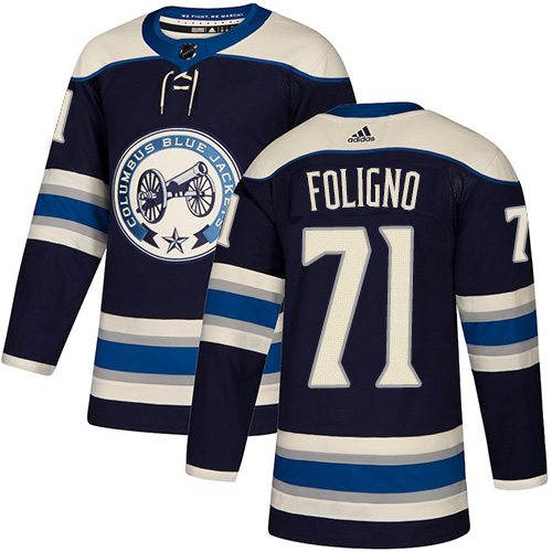 Personalized Blue Jackets #71 Nick Foligno Navy Alternate Authentic Stitched Hockey Jersey