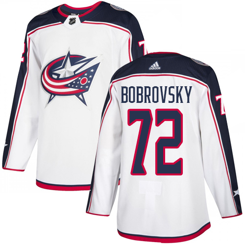 Personalized Blue Jackets #72 Sergei Bobrovsky White Road Authentic Stitched Hockey Jersey