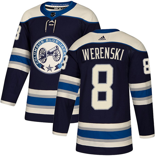 Personalized Blue Jackets #8 Zach Werenski Navy Alternate Authentic Stitched Hockey Jersey