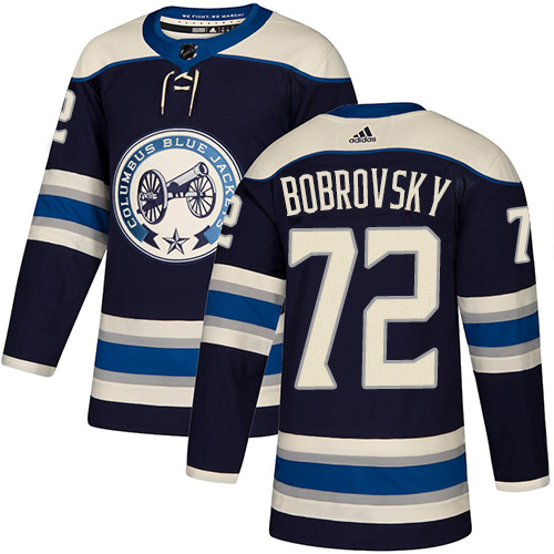 Personalized Blue Jackets #72 Sergei Bobrovsky Navy Alternate Authentic Stitched Hockey Jersey