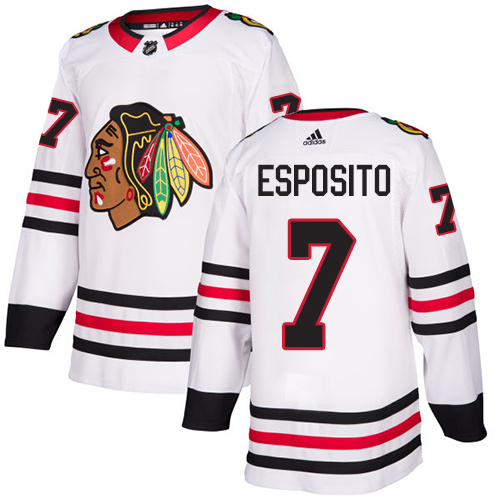 Personalized Blackhawks #7 Tony Esposito White Road Authentic Stitched Hockey Jersey