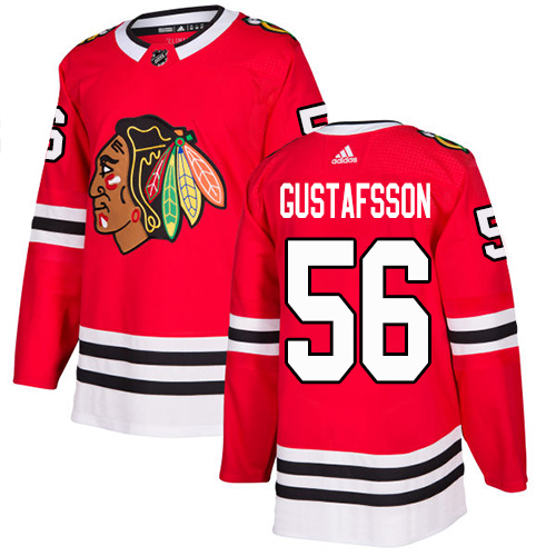 Personalized Blackhawks #56 Erik Gustafsson Red Home Authentic Stitched Hockey Jersey