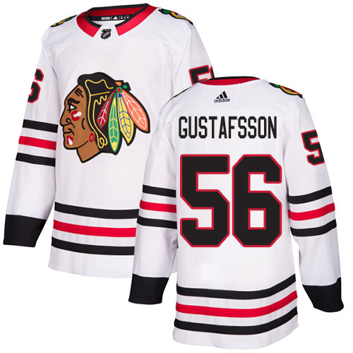 Personalized Blackhawks #56 Erik Gustafsson White Road Authentic Stitched Hockey Jersey