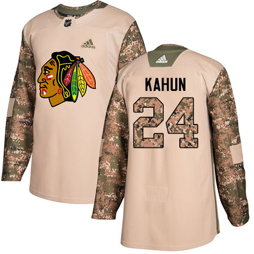 Personalized Blackhawks #24 Dominik Kahun Camo Authentic 2017 Veterans Day Stitched Hockey Jersey