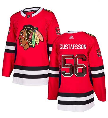 Personalized Blackhawks #56 Erik Gustafsson Red Home Authentic Drift Fashion Stitched Hockey Jersey