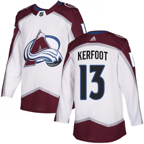 Personalized Avalanche #13 Alexander Kerfoot White Road Authentic Stitched Hockey Jersey