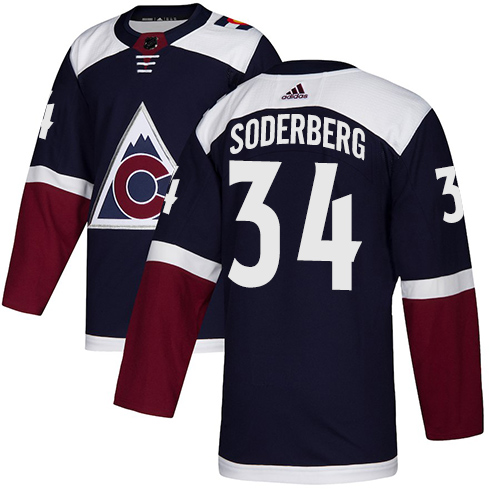 Personalized Avalanche #34 Carl Soderberg Navy Alternate Authentic Stitched Hockey Jersey