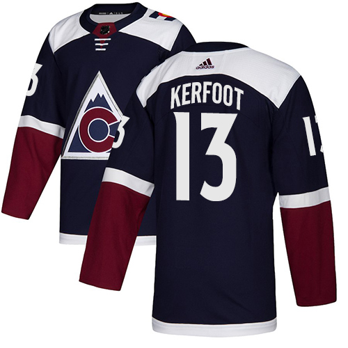 Personalized Avalanche #13 Alexander Kerfoot Navy Alternate Authentic Stitched Hockey Jersey