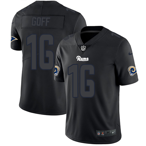 Personalized Rams 16 Jared Goff Black Impact Rush Limited Jersey
