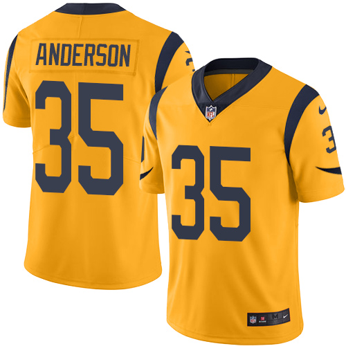 Personalized Rams 35 C.J. Anderson Gold Color Rush Limited Jersey