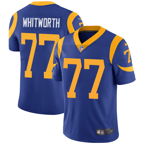 Personalized Rams 77 Andrew Whitworth Royal Untouchable Limited Jersey