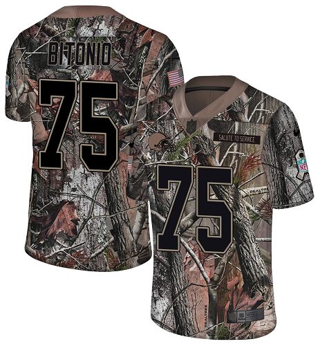 Personalized Browns #75 Joel Bitonio Camo Men’s Stitched Football Limited Rush Realtree Jersey