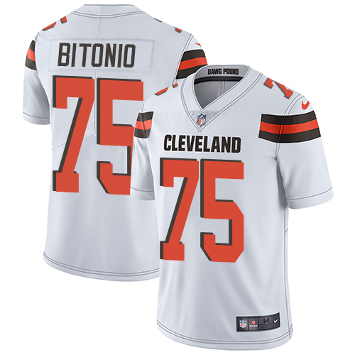 Personalized Browns #75 Joel Bitonio White Men’s Stitched Football Untouchable Limited Jersey
