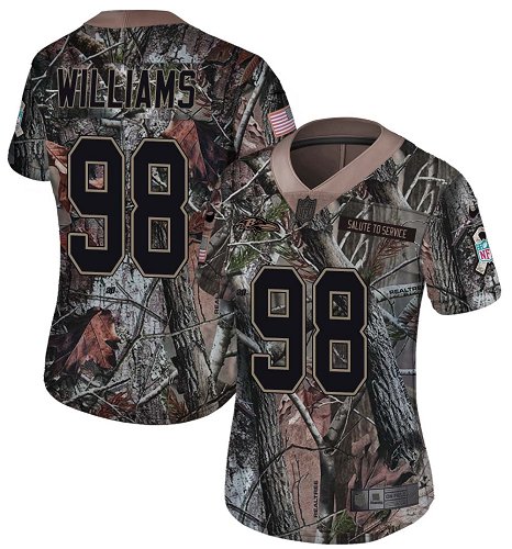 Personalized Ravens #98 Brandon Williams Camo Women’s Stitched Football Limited Rush Realtree Jersey