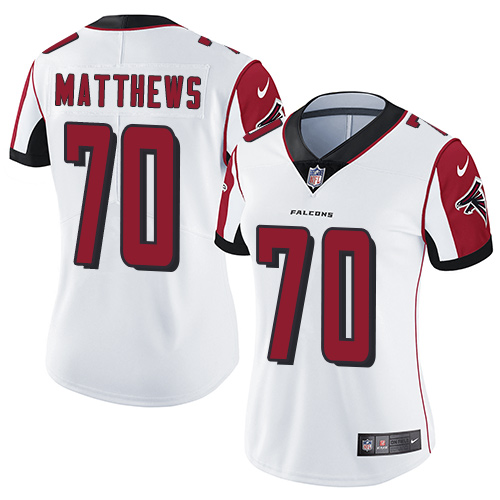 Personalized Falcons #70 Jake Matthews White Women’s Stitched Football Untouchable Limited Jersey