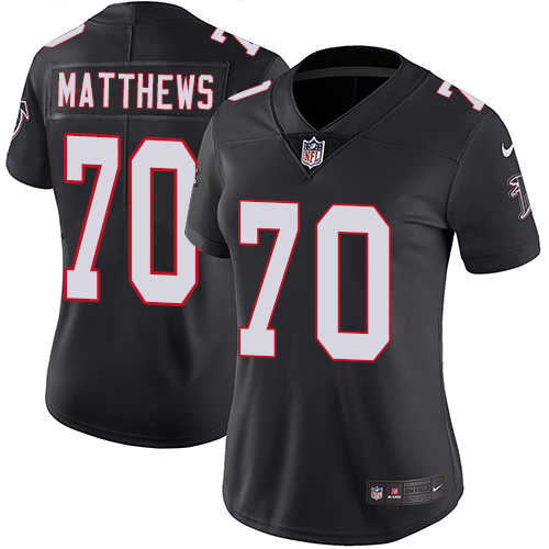 Personalized Falcons #70 Jake Matthews Black Alternate Women’s Stitched Football Untouchable Limited Jersey