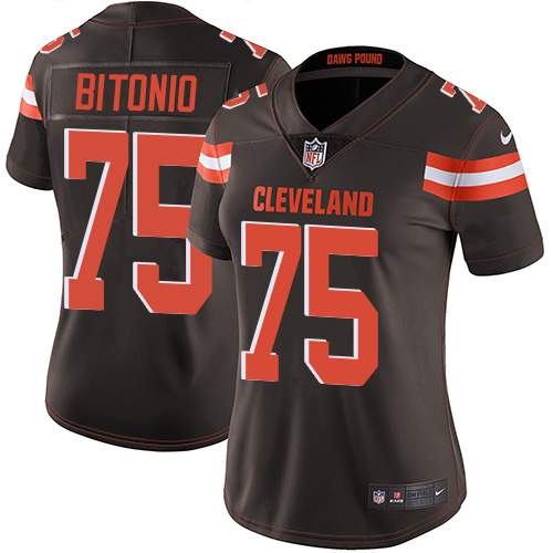 Personalized Browns #75 Joel Bitonio Brown Team Color Women’s Stitched Football Untouchable Limited Jersey