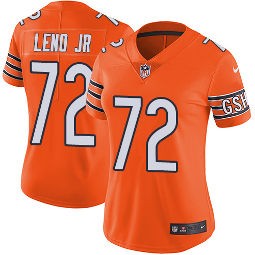 Personalized Bears #72 Charles Leno Jr Orange Women’s Stitched Football Limited Rush Jersey