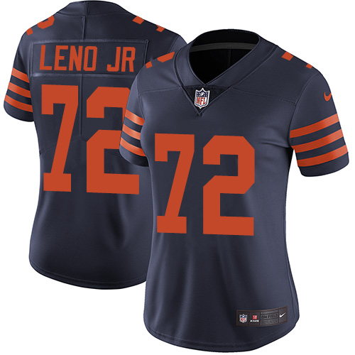 Personalized Bears #72 Charles Leno Jr Navy Blue Alternate Women’s Stitched Football Untouchable Limited Jersey