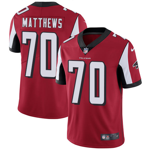 Personalized Falcons #70 Jake Matthews Red Team Color Youth Stitched Football Untouchable Limited Jersey