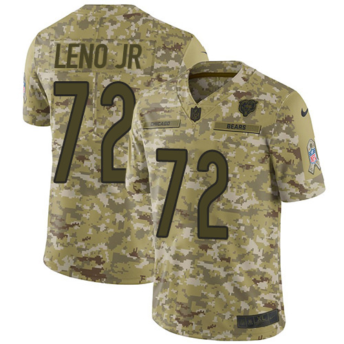 Personalized Bears #72 Charles Leno Jr Camo Youth Stitched Football Limited 2018 Salute to Service Jersey