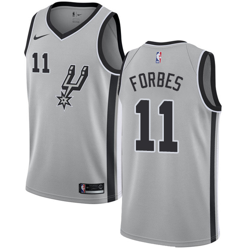 Personalized Spurs #11 Bryn Forbes Silver Basketball Swingman Statement Edition Jersey