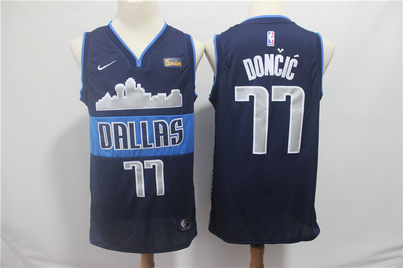 Personalized Mavericks 77 Luka Doncic Navy Swingman Jersey