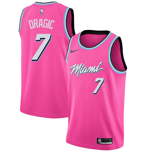 Personalized Heat #7 Goran Dragic Pink Basketball Swingman Earned Edition Jersey