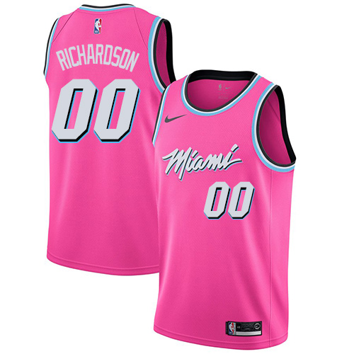 Personalized Heat #00 Josh Richardson Pink Basketball Swingman Earned Edition Jersey