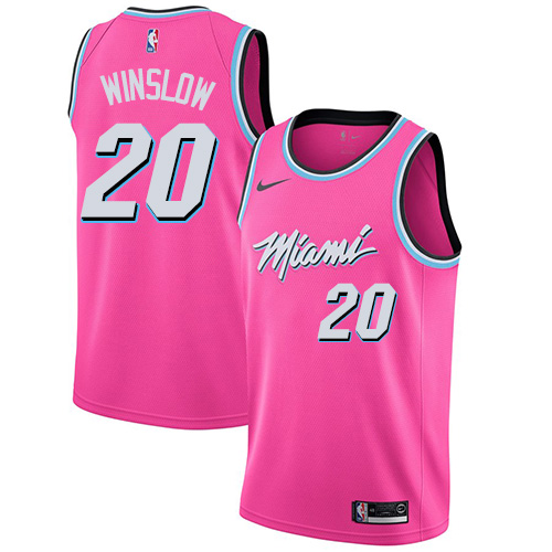 Personalized Heat #20 Justise Winslow Pink Basketball Swingman Earned Edition Jersey