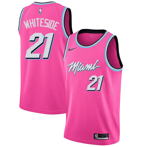 Personalized Heat #21 Hassan Whiteside Pink Basketball Swingman Earned Edition Jersey