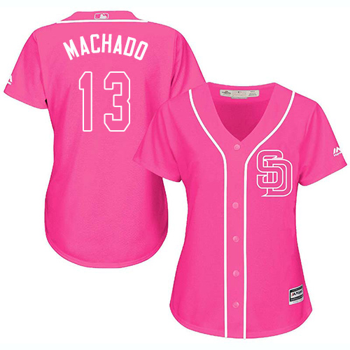 Personalized Women’s Padres #13 Manny Machado Pink Fashion Women’s Stitched Baseball Jersey
