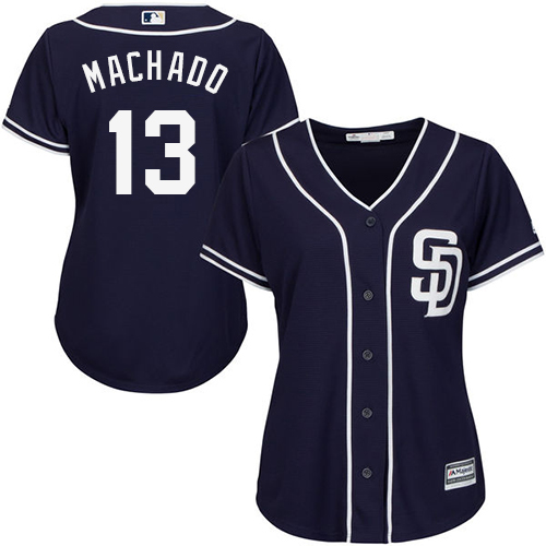 Personalized Women’s Padres #13 Manny Machado Navy Blue Alternate Women’s Stitched Baseball Jersey