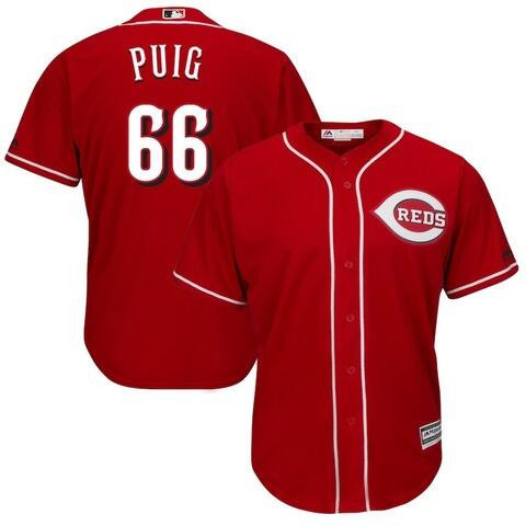 Personalized Reds 66 Yasiel Puig Red Cool Base Jersey