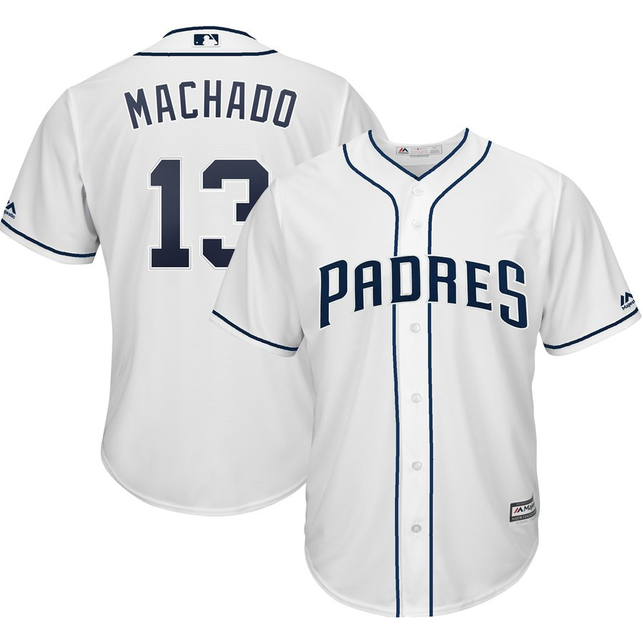 Personalized Padres 13 Manny Machado White Cool Base Jersey