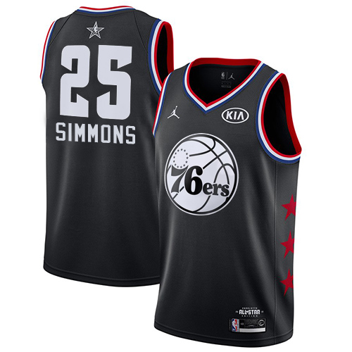 Personalized 76ers #25 Ben Simmons Black Basketball Jordan Swingman 2019 All-Star Game Jersey